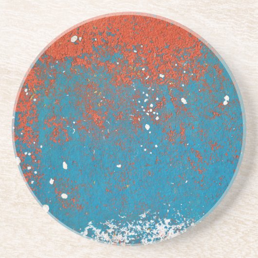 Oranje en Turquoise Paint Abstract Zandsteen Onderzetter (Voorkant)