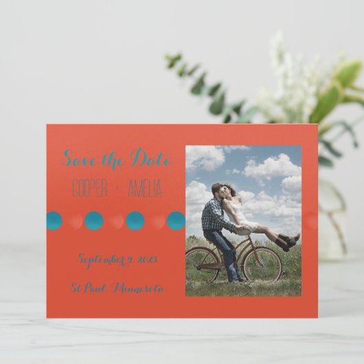 Oranje en Turquoise Sla de Datum Plat Kaart (Staand voorkant)