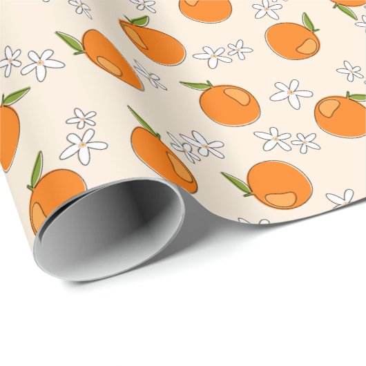 Oranje en ventilatorpatroon cadeaupapier (Rol Hoek)