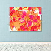 Oranje en warm roze abstract canvas afdruk (Insitu (Houten vloer))