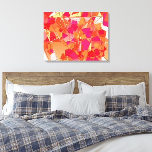 Oranje en warm roze abstract canvas afdruk (Insitu (Slaapkamer))