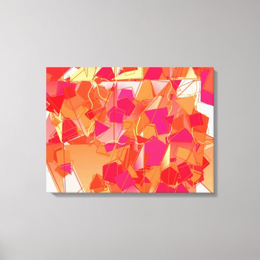 Oranje en warm roze abstract canvas afdruk (Voorkant)