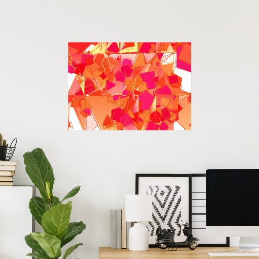 Oranje en warm roze abstract poster (Thuiskantoor)