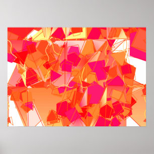 Oranje en warm roze abstract poster