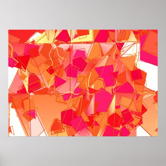 Oranje en warm roze abstract poster (Voorkant)