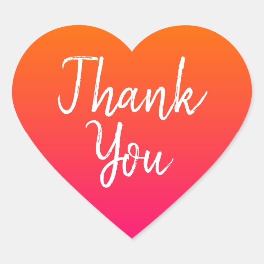 Oranje en warm roze ombre Wedding Dank je Hart Sticker (Voorkant)