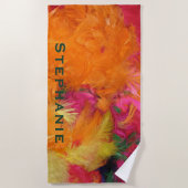 Oranje en warmroze keuken met groene naam strandlaken (Voorkant)