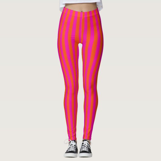 Oranje en warmroze ronddraaiende vrouwen leggings (Voorkant)
