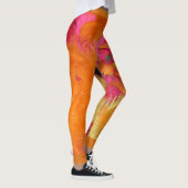 Oranje en warmroze veren, persoonlijke naam leggings (Rechts)