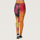 Oranje en warmroze veren, persoonlijke naam leggings (Achterkant)