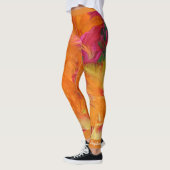 Oranje en warmroze veren, persoonlijke naam leggings (Links)