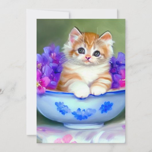 Oranje en White Kitten Illustratie Aankondiging (Voorkant)