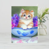 Oranje en White Kitten Illustratie Aankondiging (Staand voorkant)