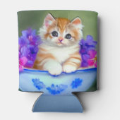 Oranje en White Kitten Illustratie Blikjeskoeler (Achterkant)