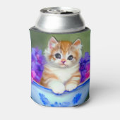 Oranje en White Kitten Illustratie Blikjeskoeler (Blikje Achterkant)