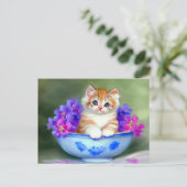  Oranje en White Kitten Illustratie Briefkaart (Staand voorkant)