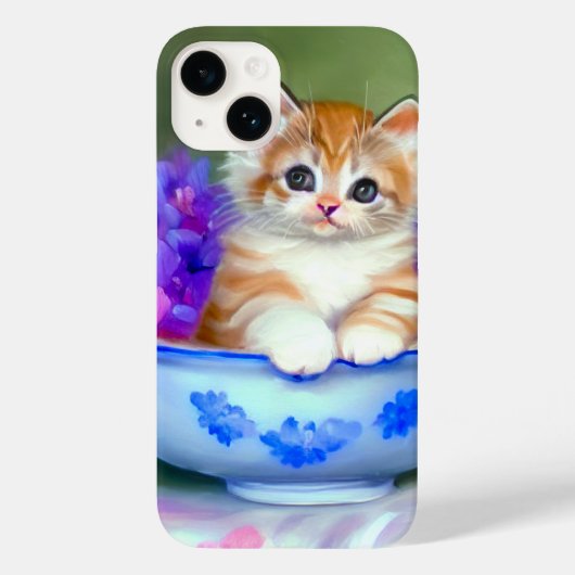 Oranje en White Kitten Illustratie Case-Mate iPhone Case (Achterkant)