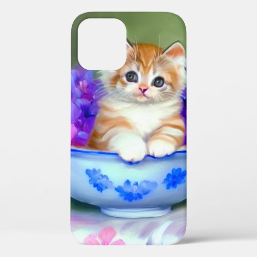 Oranje en White Kitten Illustratie Case-Mate iPhone Case (Achterkant)