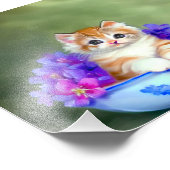  Oranje en White Kitten Illustratie Foto Afdruk (Hoek)