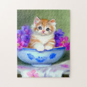  Oranje en White Kitten Illustratie Legpuzzel (Verticaal)