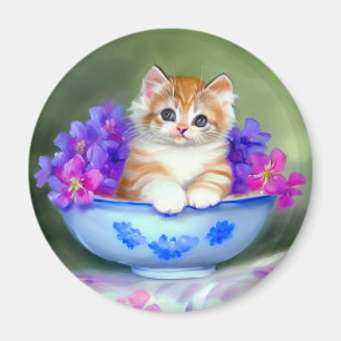 Oranje en White Kitten Illustratie Magneet