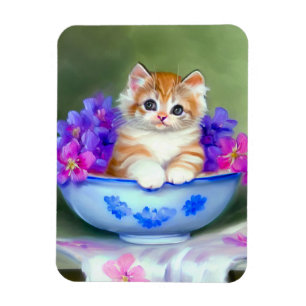 Oranje en White Kitten Illustratie Magneet