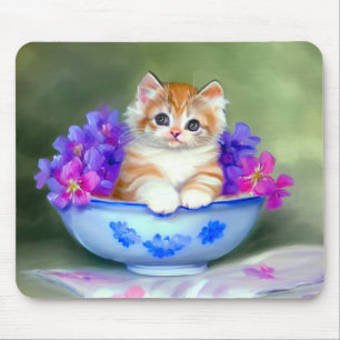 Oranje en White Kitten Illustratie Muismat