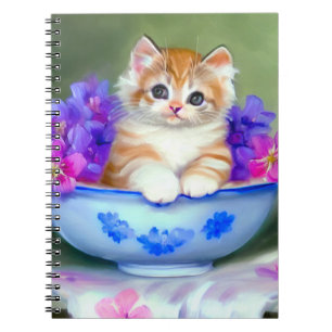  Oranje en White Kitten Illustratie Notitieboek