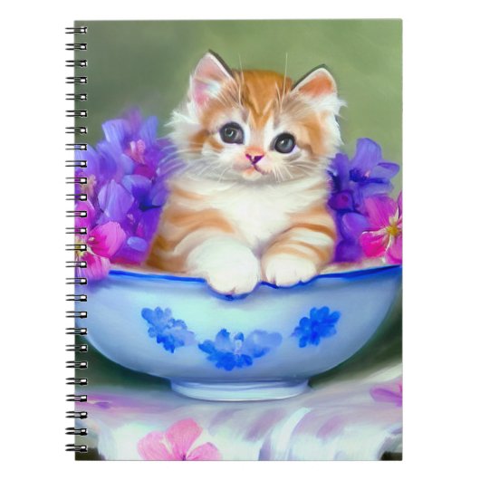  Oranje en White Kitten Illustratie Notitieboek (Voorkant)