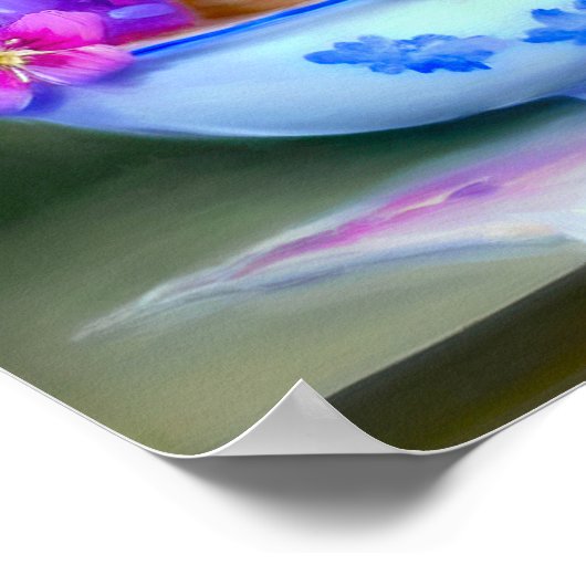  Oranje en White Kitten Illustratie Poster (Hoek)