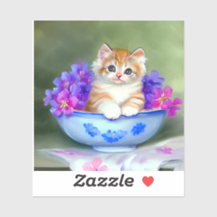  Oranje en White Kitten Illustratie Sticker
