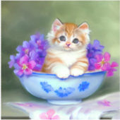  Oranje en White Kitten Illustratie Sticker (Voorkant)