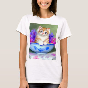 Oranje en White Kitten Illustratie T-shirt