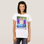 Oranje en White Kitten Illustratie T-shirt (Voorkant volledig)