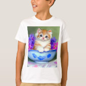  Oranje en White Kitten Illustratie T-shirt (Voorkant)