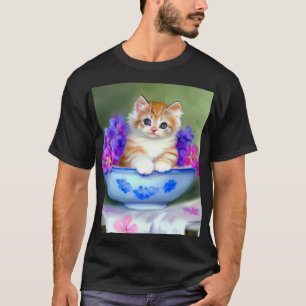 Oranje en White Kitten Illustratie T-shirt