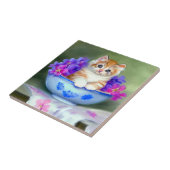  Oranje en White Kitten Illustratie Tegeltje (Zijkant)