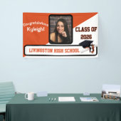 Oranje en wit Afstuderen Spandoek (Beurs)