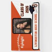 Oranje en wit Afstuderen Spandoek (Verticaal)