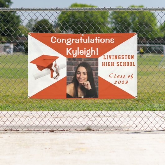 Oranje en wit Afstuderen Spandoek (Insitu)