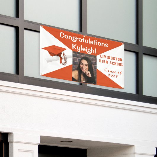 Oranje en wit Afstuderen Spandoek (Buitenkant Gebouw)