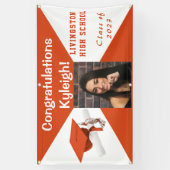 Oranje en wit Afstuderen Spandoek (Verticaal)