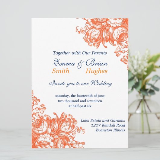 Oranje en wit Antiek Kaart (Staand voorkant)