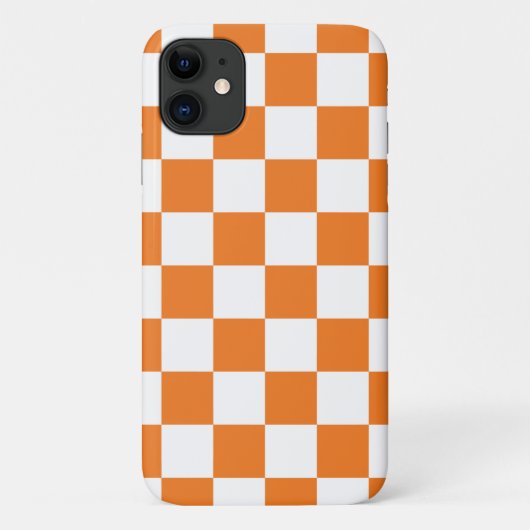 Oranje en wit Checkerboard Patroon Case-Mate iPhone Case (Achterkant)