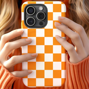 Oranje en wit Checkerboard Patroon Case-Mate iPhone Case