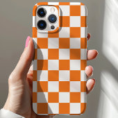 Oranje en wit Checkerboard Patroon Case-Mate iPhone Case