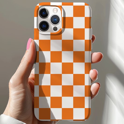 Oranje en wit Checkerboard Patroon Case-Mate iPhone Case