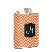 Oranje en wit Chevron Patroon met Monogram Heupfles (Rechts)