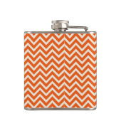 Oranje en wit Chevron Patroon met Monogram Heupfles (Achterkant)