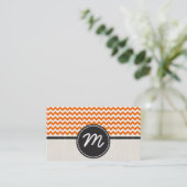 Oranje en wit Chevron Zigzag Pattern 2 Visitekaartje (Staand voorkant)